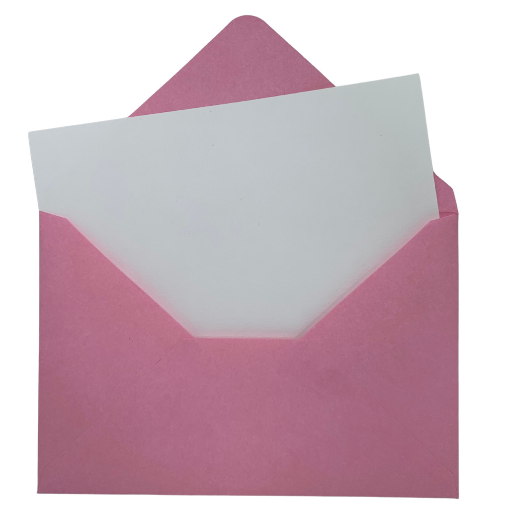 Envelope Rosa 75g 10,5x15,5cm + Cartão Branco | Modelo Bico | Pastel | Convite Tamanho 10x15cm | Kit Pronto