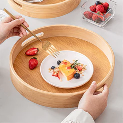 Bandeja Multiuso Redonda em Bambu 35x5cm Vencedor