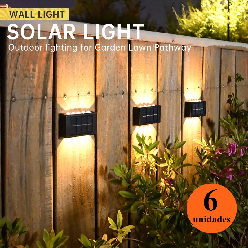 Kit Luminária Solar Lâmpada De Parede Com 10 Led Arandela Decoração De Area Externa Sem Fio