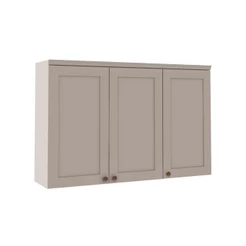 Armário Aéreo Cozinha 120cm Iluminata 100% Mdf 3 Portas Branco/Fendi - Genialflex