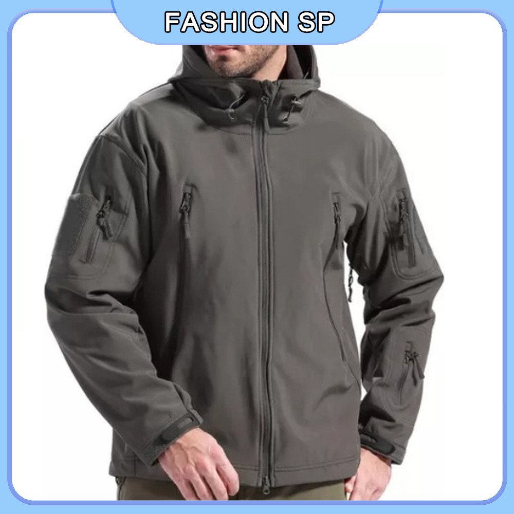 Jaqueta Tática Impermeável Masculina Com Pele Macia Shark