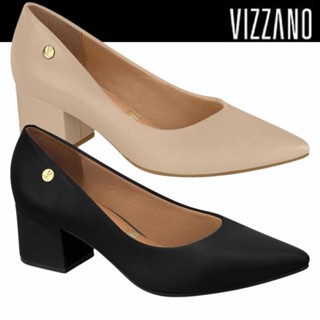 Sapato Feminino Scarpin Vizzano Salto Social Baixo Igreja Basico Confortável Promoção em Oferta na Shopee