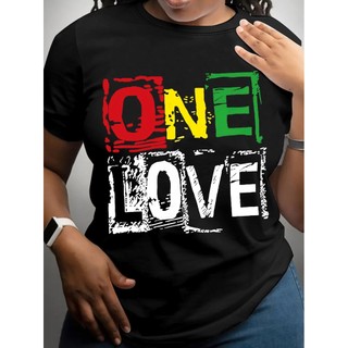 Camiseta Feminina Frase One Love "Um Amor" Colorida Reggae Moda Verão 100% Algodão em Oferta na Shopee