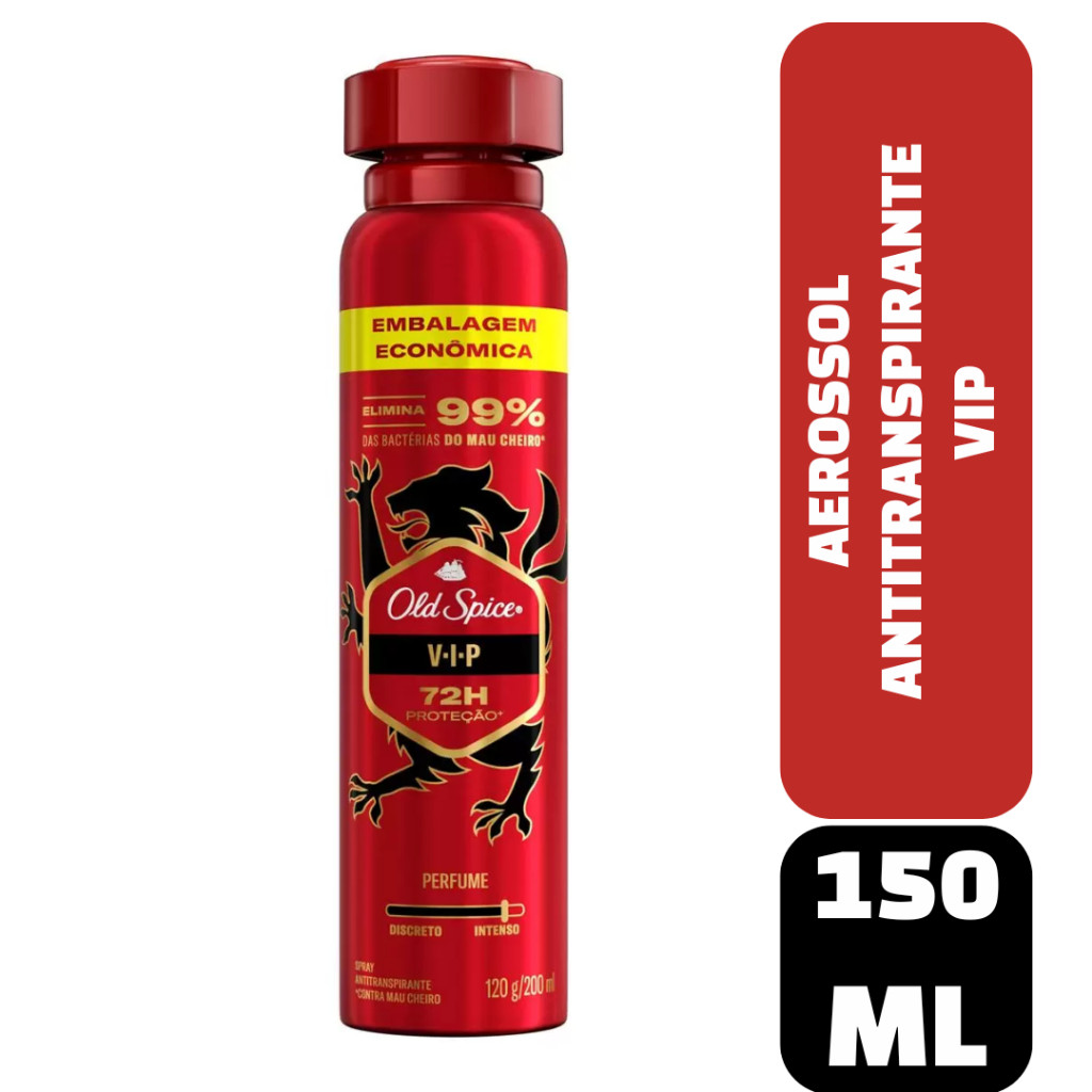 Desodorante Spray Antitranspirante Old Spice VIP Masculino 72 Horas 150ml