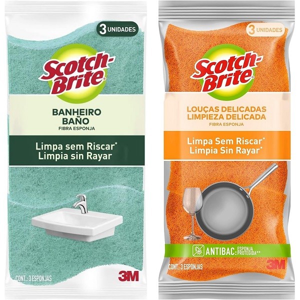 Kit Banheiro e Cozinha Limpa SCOTCH Brite 6 Esponjas - Home & Living