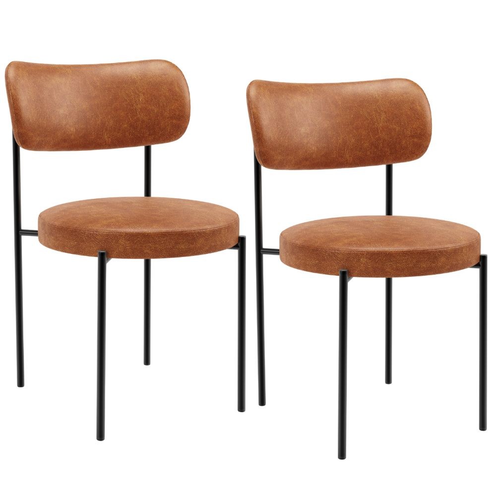 Kit 02 Cadeiras Estofadas Para Sala De Jantar Louise L02 Couríssimo Camel - Lyam Decor em Oferta na Shopee