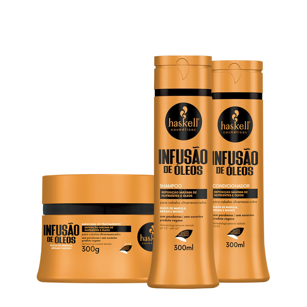 Kit Haskell Infusão de Óleos Shampoo Condicionador e Máscara (3 produtos) em Oferta na Shopee