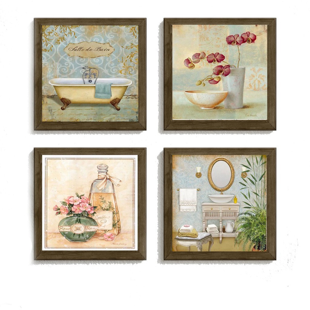 Quadro Decorativo  Banheiro Moderno  Flor/banheira/perfume/espelho Decoração Elegante Exclusivo Lançamento