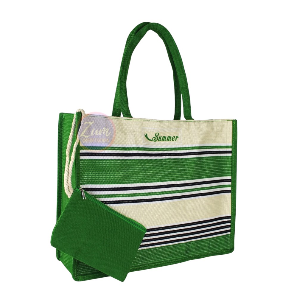 Bolsa de Praia + Bolsinha Verão Feminina Bolsa em Lona Várias Estampas KD-21 em Oferta na Shopee