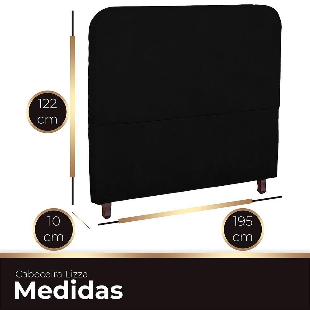 Detalhes do Cabeceira Casal King Size Estofada Para Cama Box Lizza Veludo Cor Preto