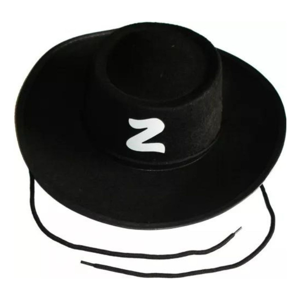 1 Chapéu Zorro De Feltro Com Cordão Festa Fantasia Cosplay