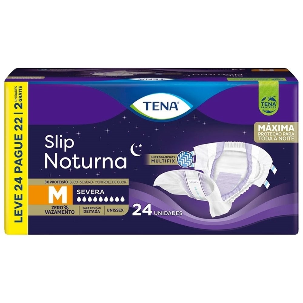 Fralda Descartável Adulto Tena | Noturna Slip Tamanho M - 3 Pacotes com 24 Tiras em Oferta na Shopee