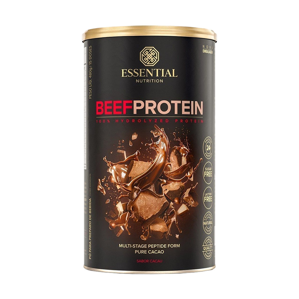 Beef Protein Sabor Cacau da Essential Nutrion 480g -15 Doses em Oferta na Shopee