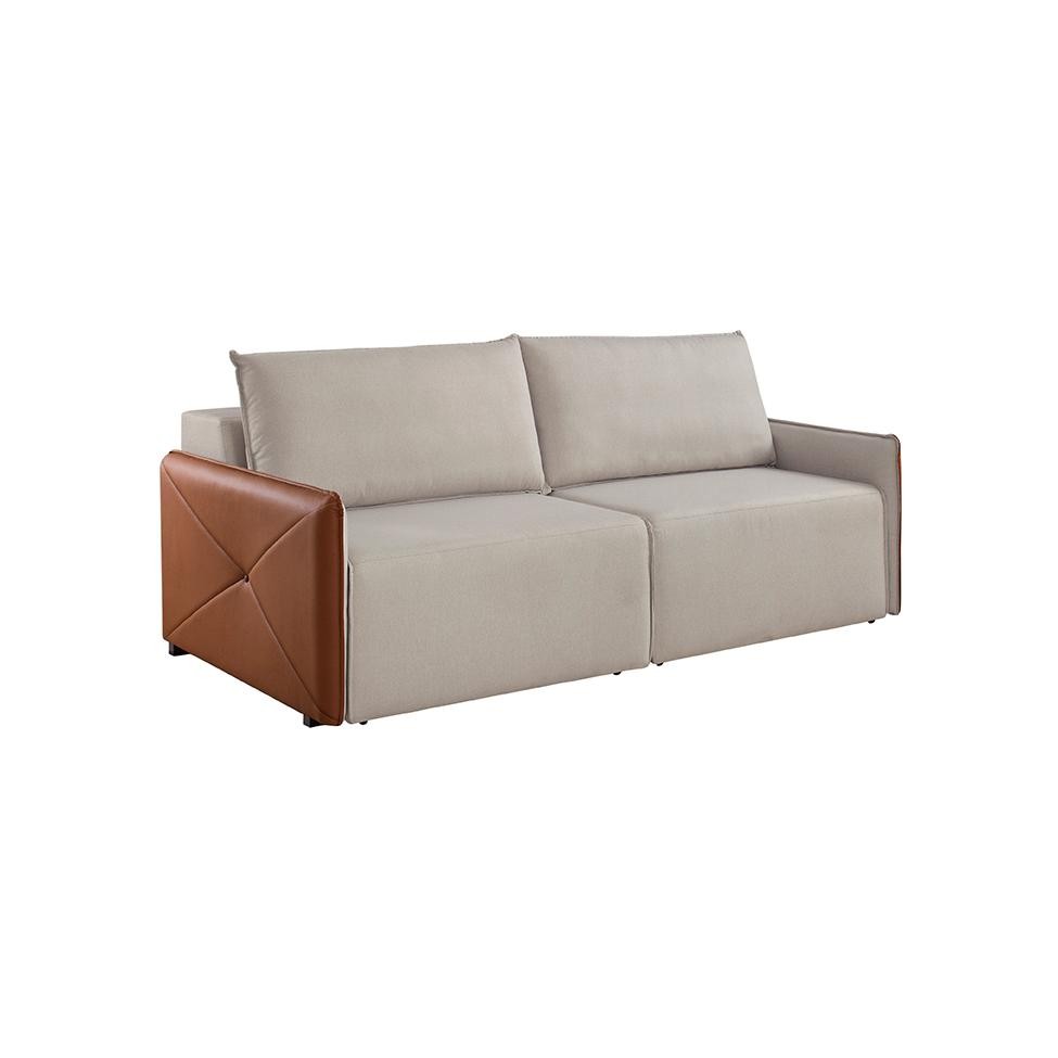 Sofá 2 Lugares Retrátil Urban Linho Bege e Caramelo 160 cm em Oferta na Shopee