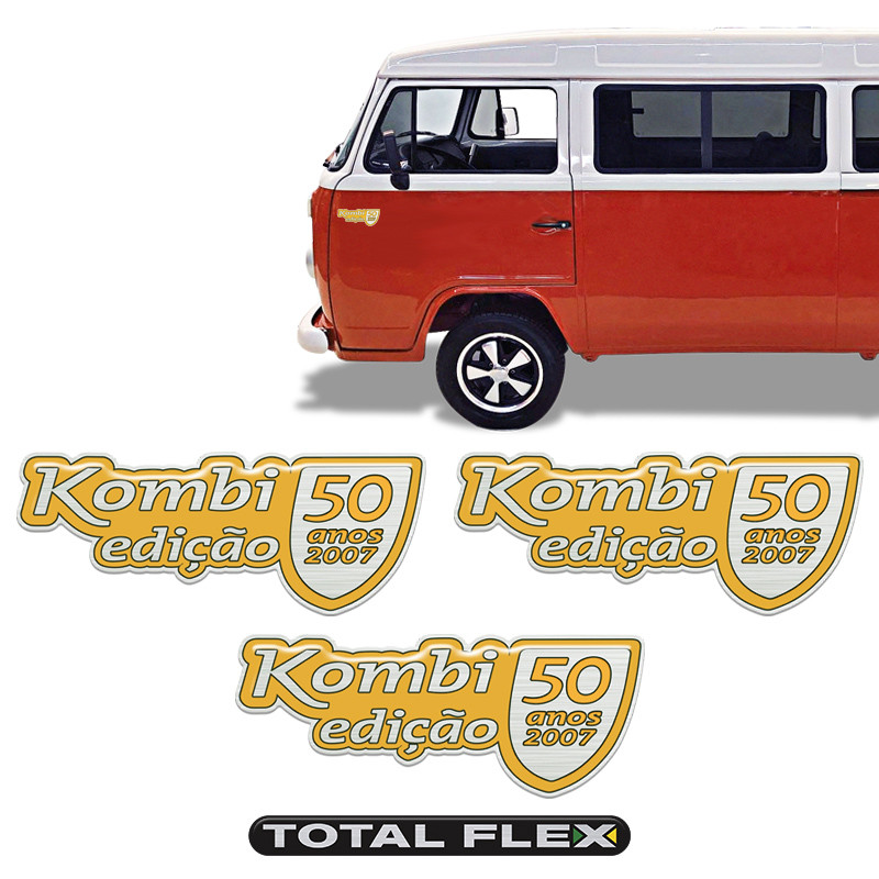 Kit Adesivos Kombi Edição 50 Anos 2007 + Emblema Total Flex