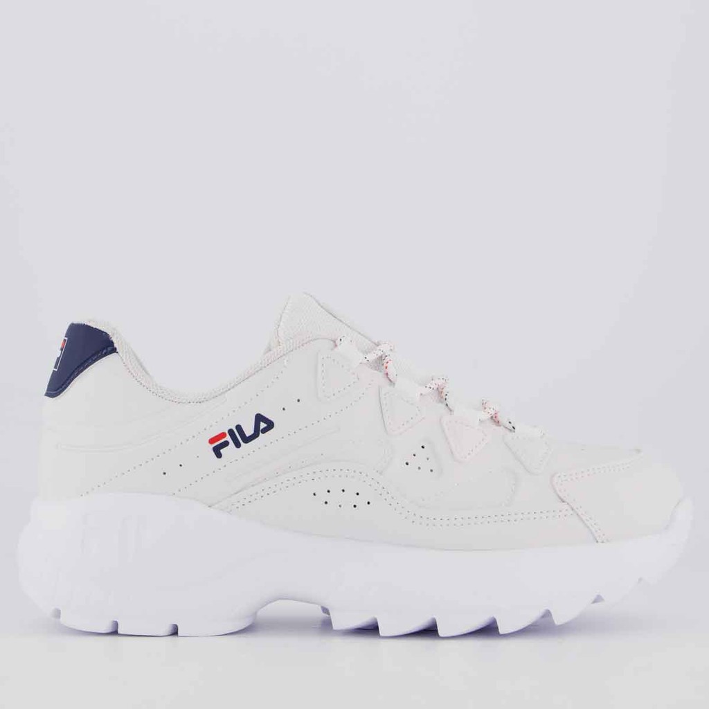 Tênis Fila Evolux Branco e Marinho em Oferta na Shopee