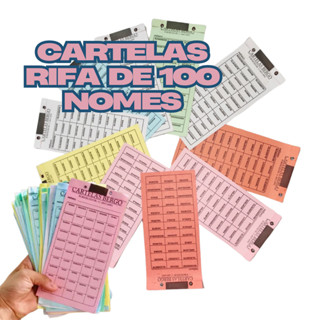 Kit 5 10 20 50 Cartelas de Rifa de 50 100 150 200 nomes (Pacotes 10 ou 50 Cartelas) em Oferta na Shopee