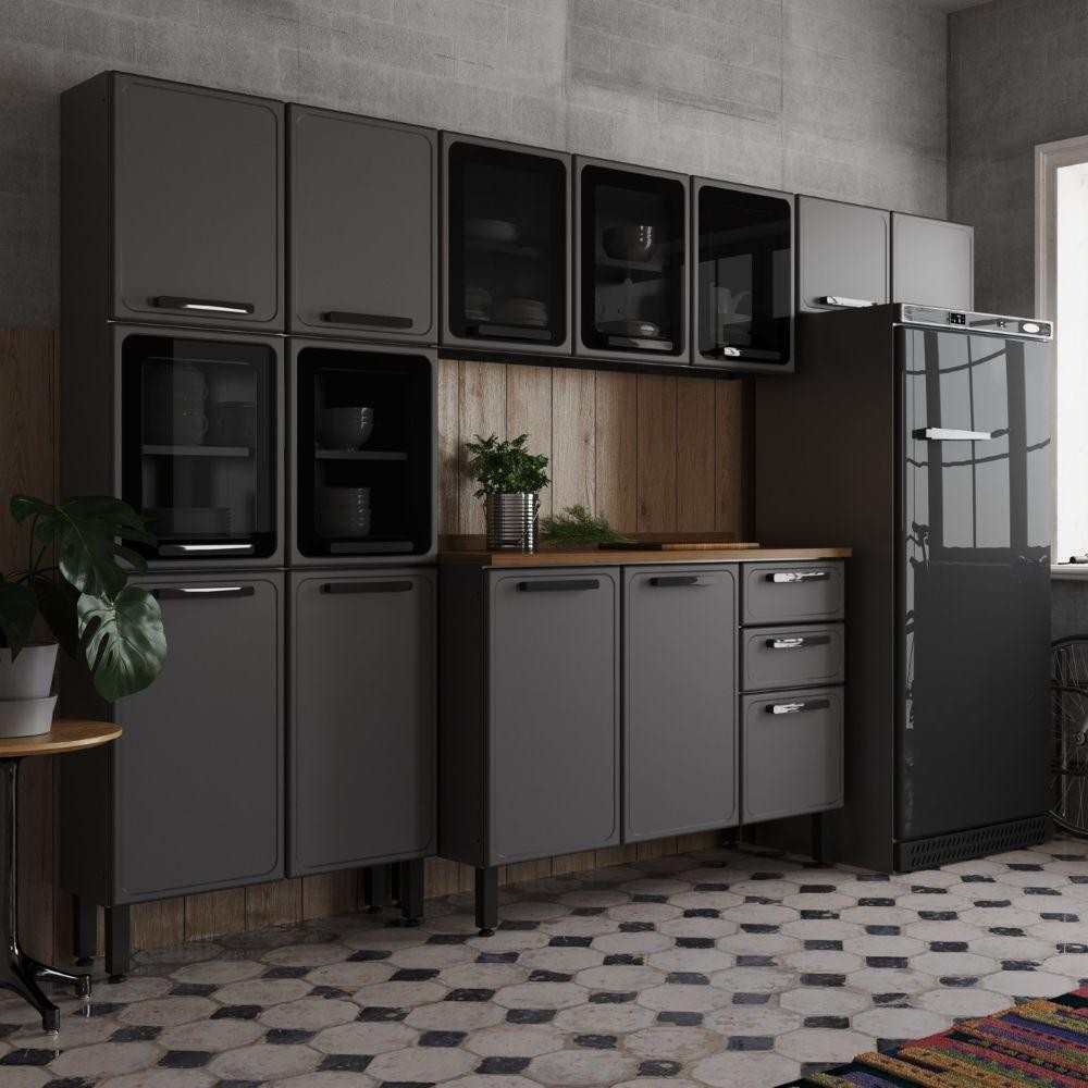 Cozinha Completa Aço 14 Ptas 2 Gav Grafite Estilo Bertolini em Oferta na Shopee