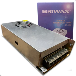 Fonte Chaveada Briwax 30A 12V Alimentação Bivolt Estável para Som e Iluminação