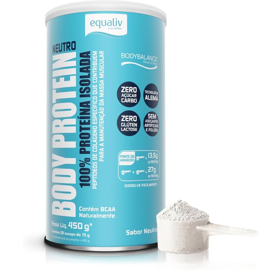 Body Protein 450g Equaliv com Colágeno Bodybalance e Zero Açúcar Proteína Isolada e Hidrolisada