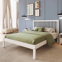 Cama de Casal de Madeira Maciça para Colchão 138x188cm Multimóveis CR35276