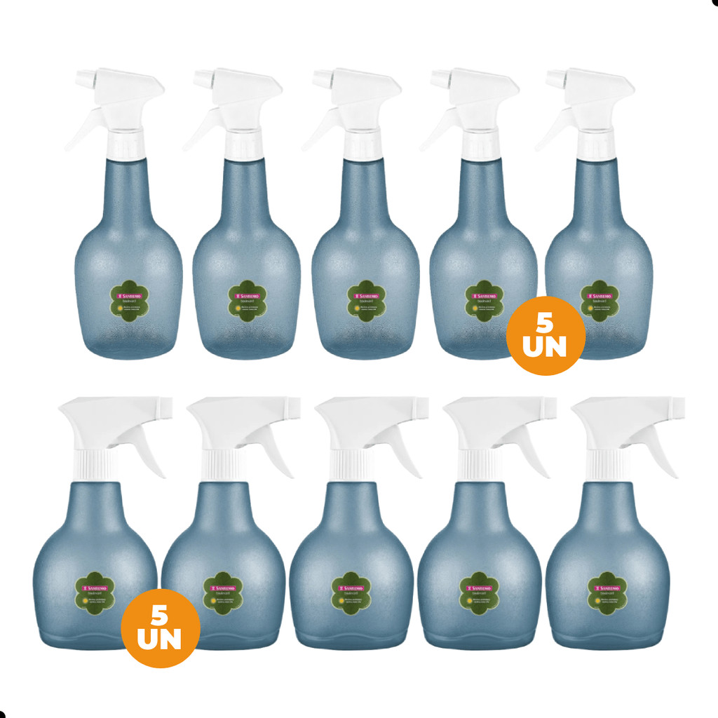 Kit 10 Pulverizador Borrifador Spray 350ml e 580ml Azul Sanremo
