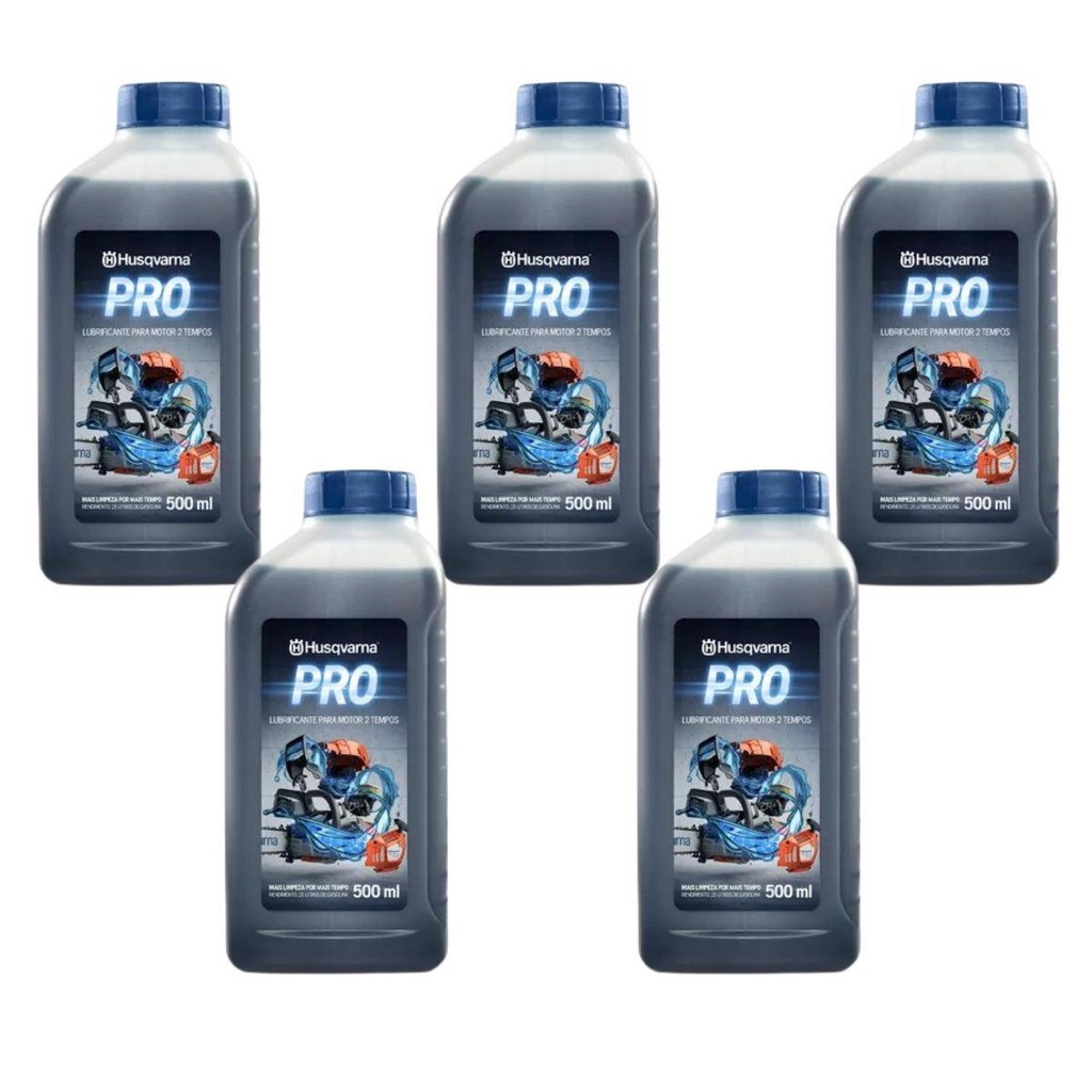 KIT 5 UNIDADES - HUSQVARNA OLEO LUBRIFICANTE PREMIUM 2T PRO 500ML em Oferta na Shopee