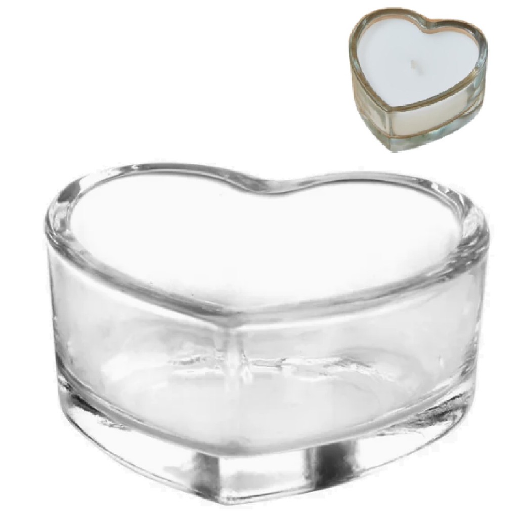 Porta Vela de Vidro em Formato de Coração Ideal p/ Decoração
