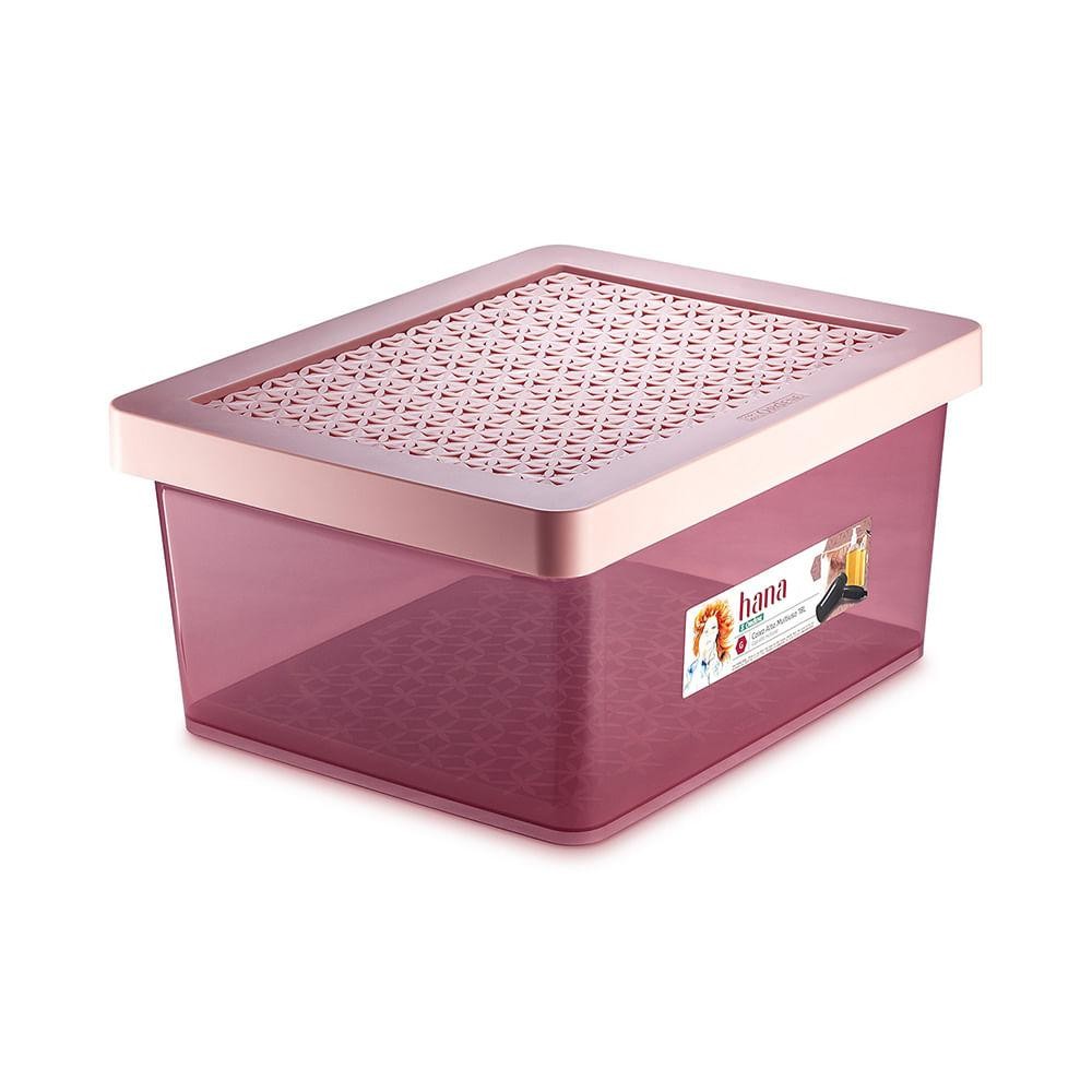Organizador Plástico Multiuso Alto Rosé 18L Hana Ordene - Home & Living