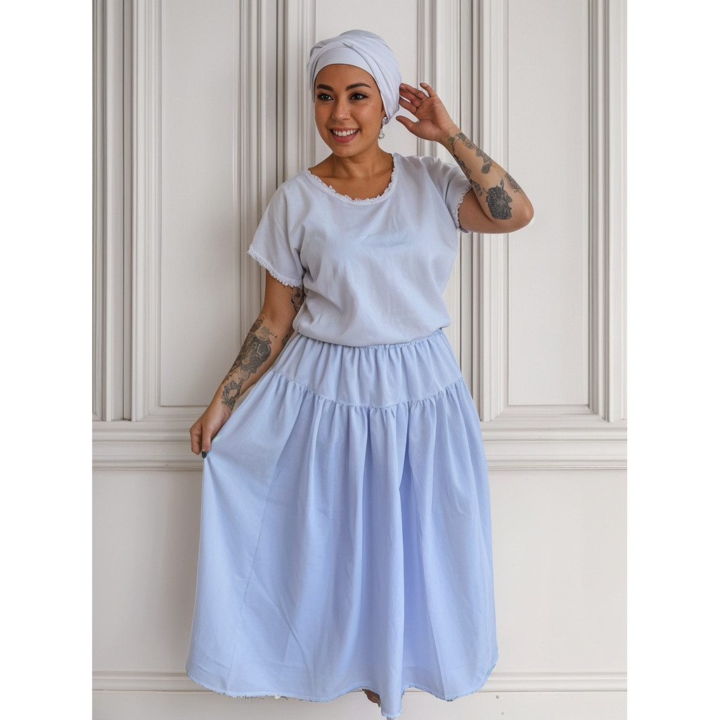 Roupa Ração Com Pano De Cabeça Oxford Feminina Umbanda 3 Pçs em Oferta na Shopee