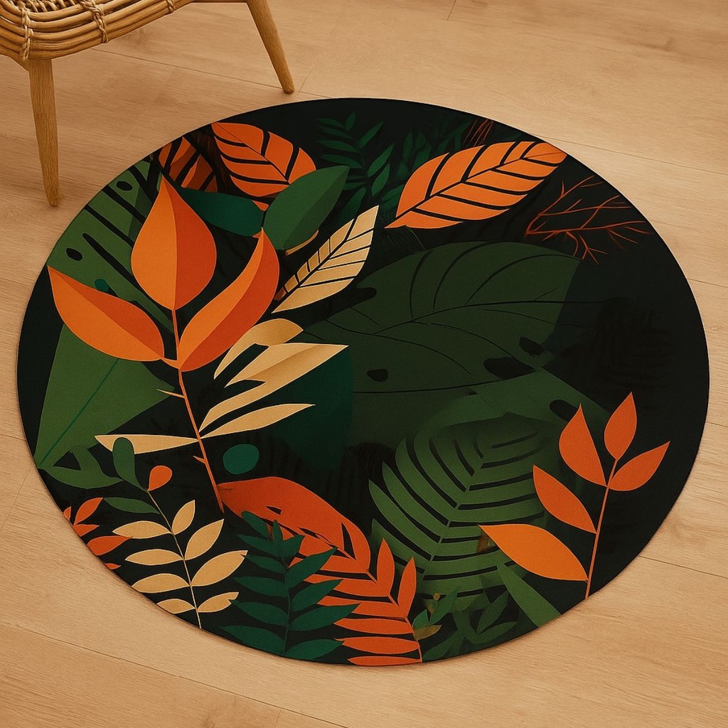 Tapete Redondo Decorativo 88cm Antiderrapante para Sala e Quarto 2123