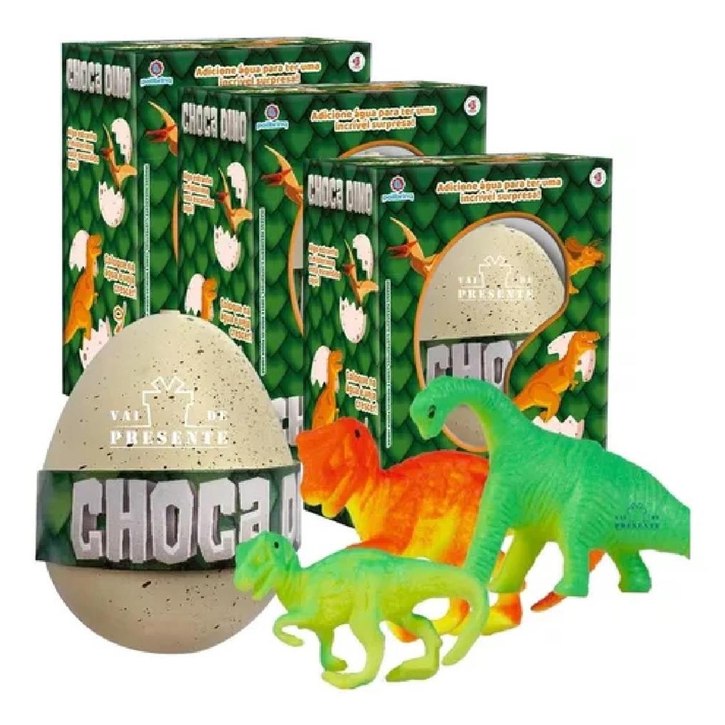 Kit com 3 Ovo De Dinossauro Choca Dino Brinquedo Surpresa Okay