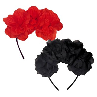 Tiara Com Flores Vermelhas de Halloween e Carnaval Arco pra Fantasia Caveira Mexicana Rosas Lindas Grandes e Luxuosas em Oferta na Shopee
