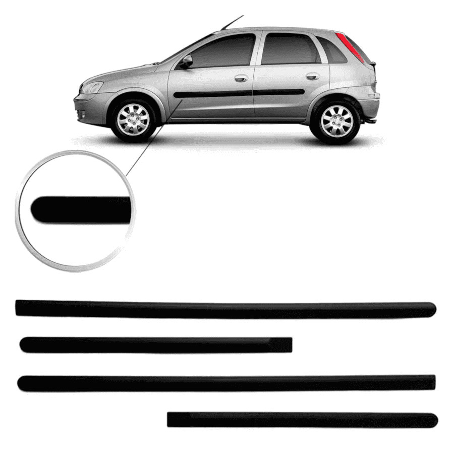 FRISO LATERAL GM CORSA HATCH OU SEDAN 2002 ATE 2012 4 PORTAS MODELO ORIGINAL PRETO em Oferta na Shopee