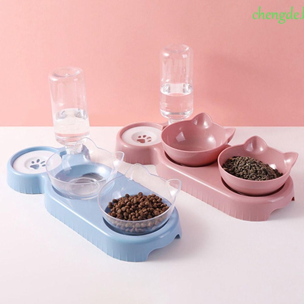 Recipiente De Comida Para Cães E Gatos CHENGDEBR , Tigela Dupla 3 Em 1 De Grande Capacidad...