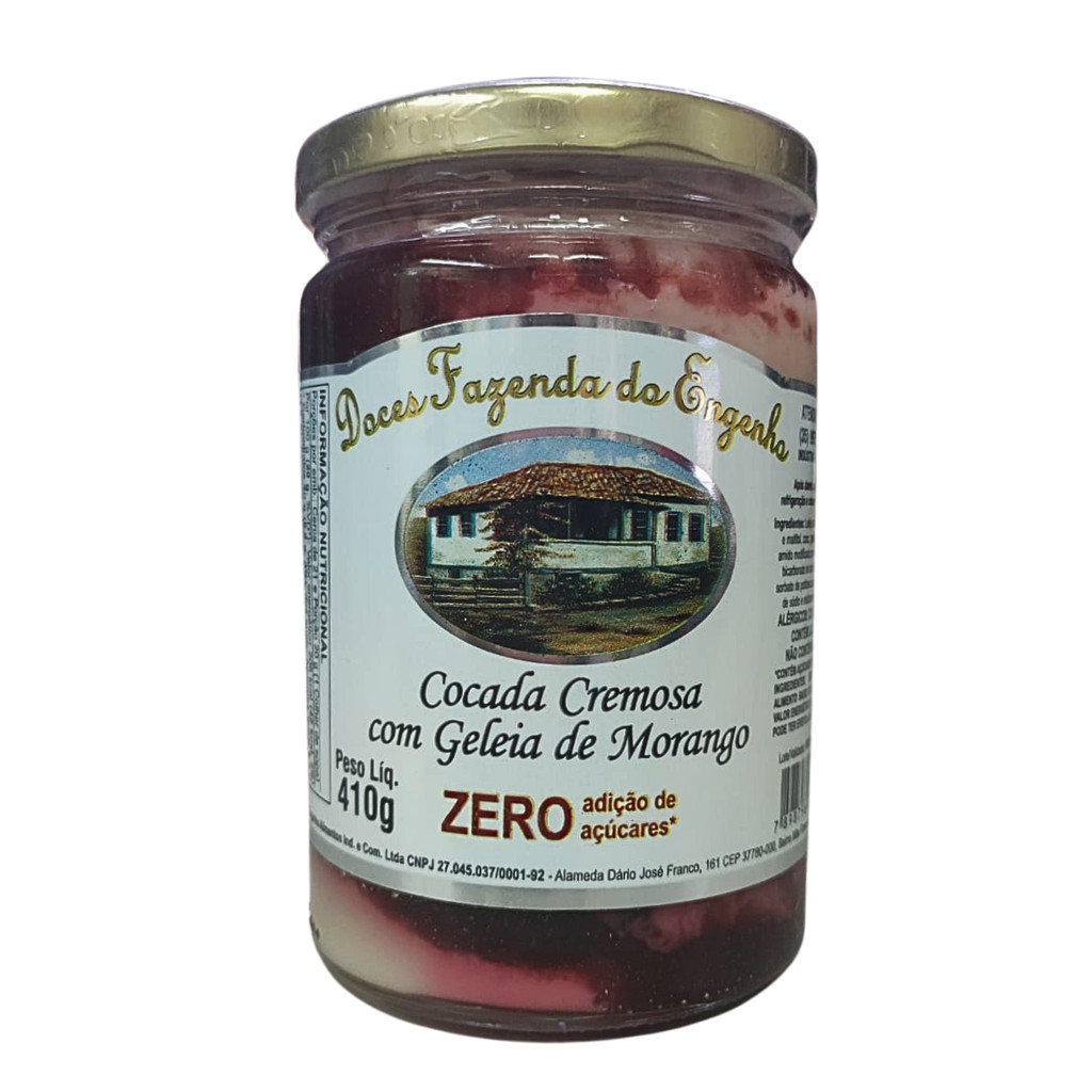 Cocada cremosa com Geléia de Morango Diet Fazenda do Engenho