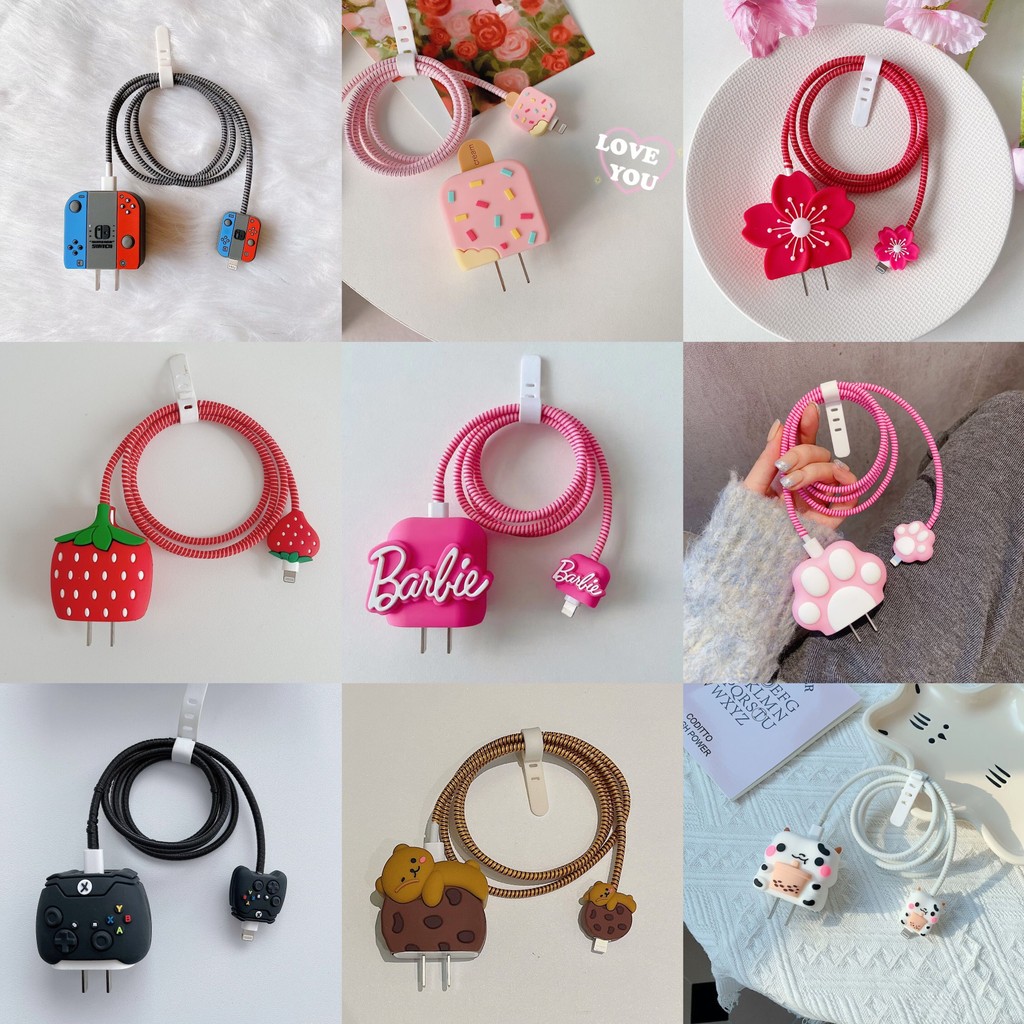 4 Pçs Nova Flor De Carregamento Protetor Cabo Dados Compatível Para Iphone 18/20w Carregador Capa Protetora Enrolador Ac em Oferta na Shopee