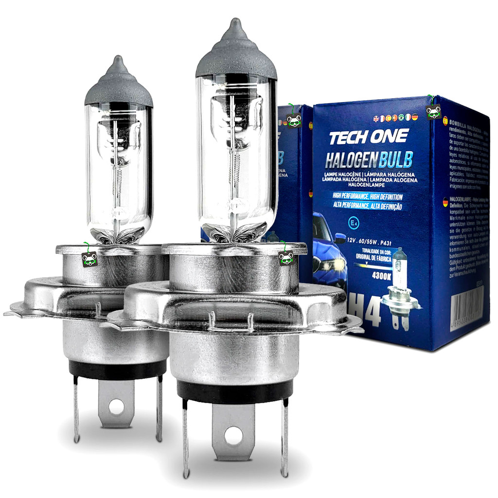 Par Lâmpada Halógena H4 4300k 12V 60/55w Techone em Oferta na Shopee