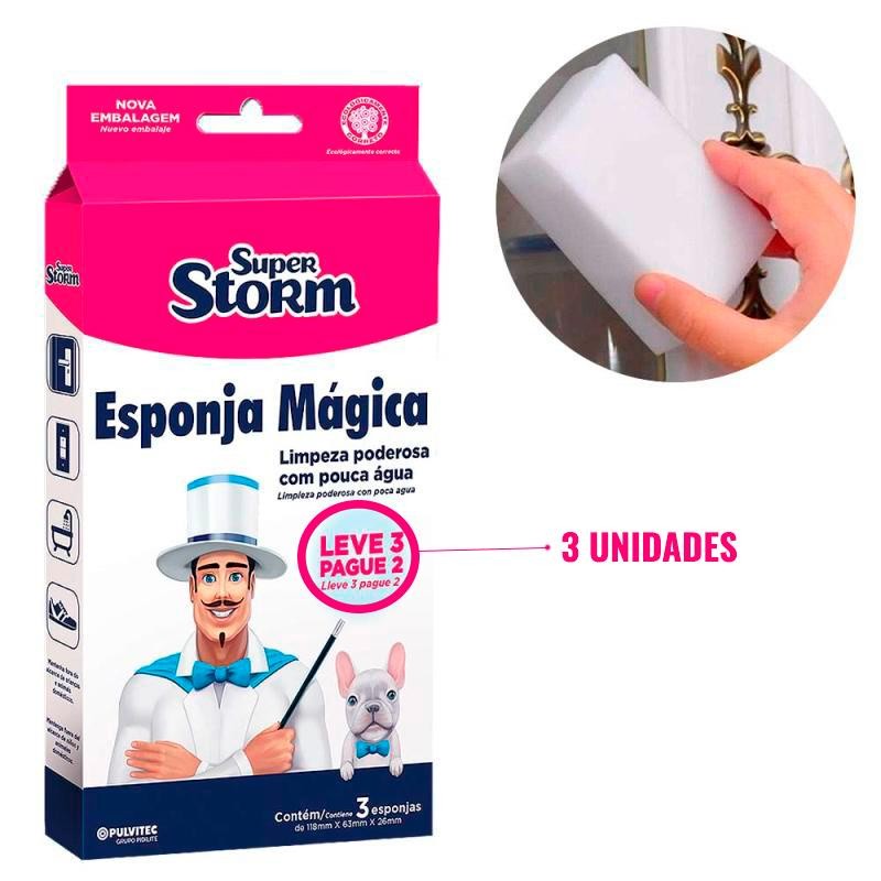 Esponja Mágica Mr. Strong Limpa Tudo Carro Casa Rejunte Kit 3 Un