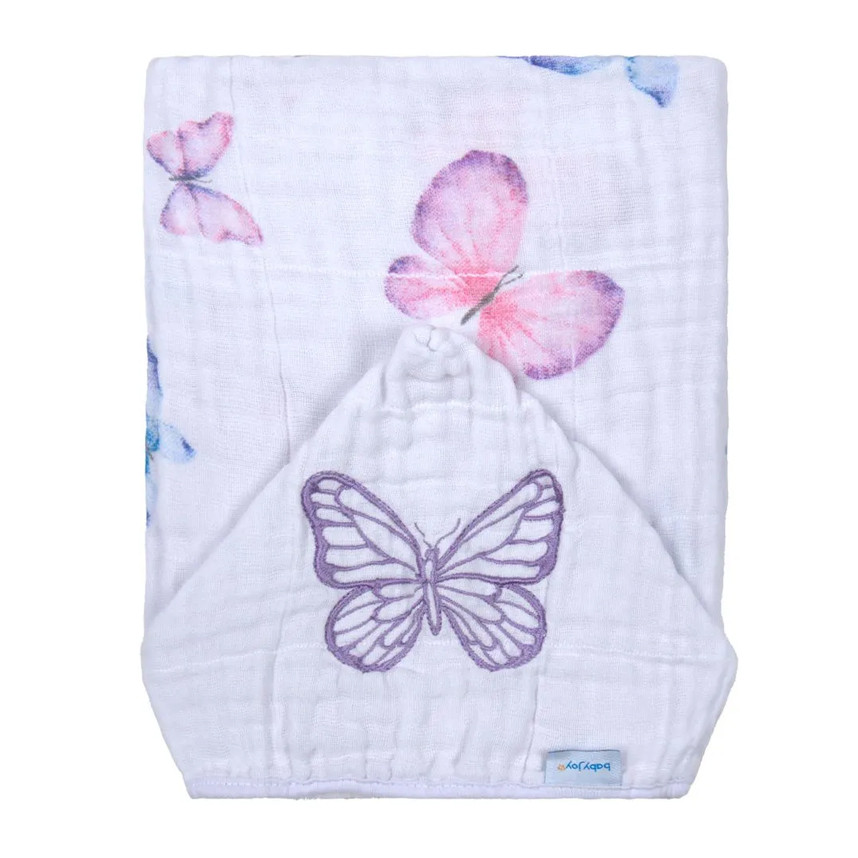 Toalha Com Capuz Baby Joy Soft Com Bordado Borboleta - Mom & Baby
