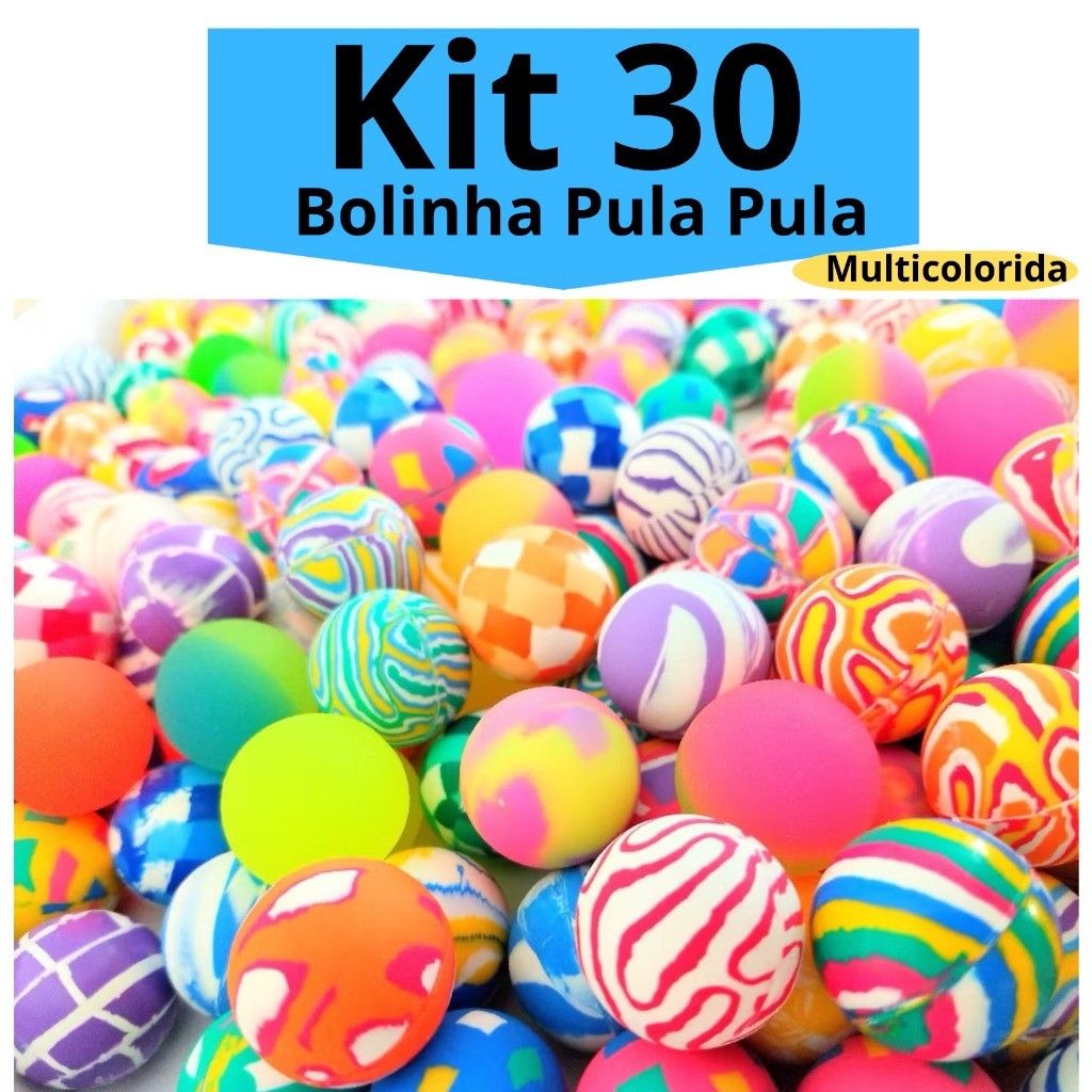 Kit 30 Bolinhas Pula Pula Multicoloridas Brinquedo Lembracinhas Infantil Festa
