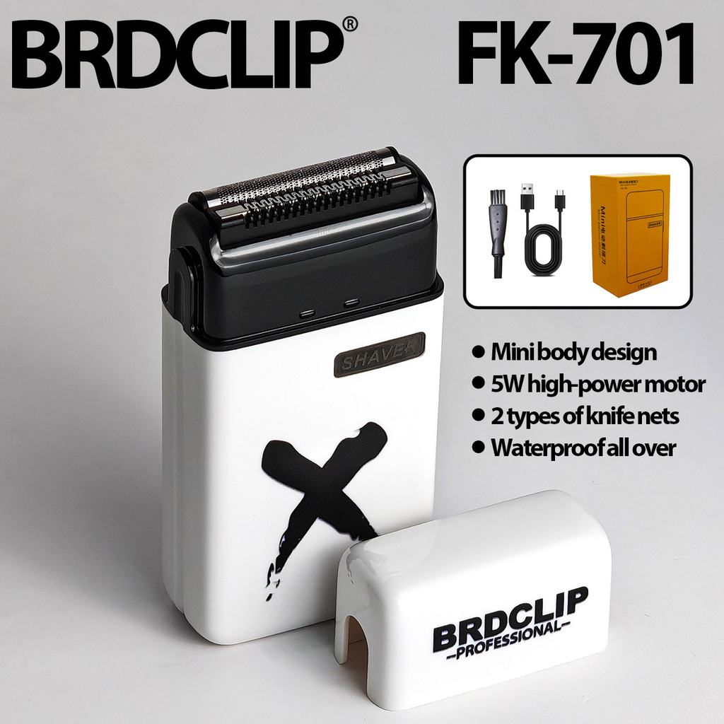 Barbeador Elétrico Profissional BRDCLIP FK-701 Aparador De Barba Mini Pêlos Masculino Alternativo Lâmina Dupla Malha 700
