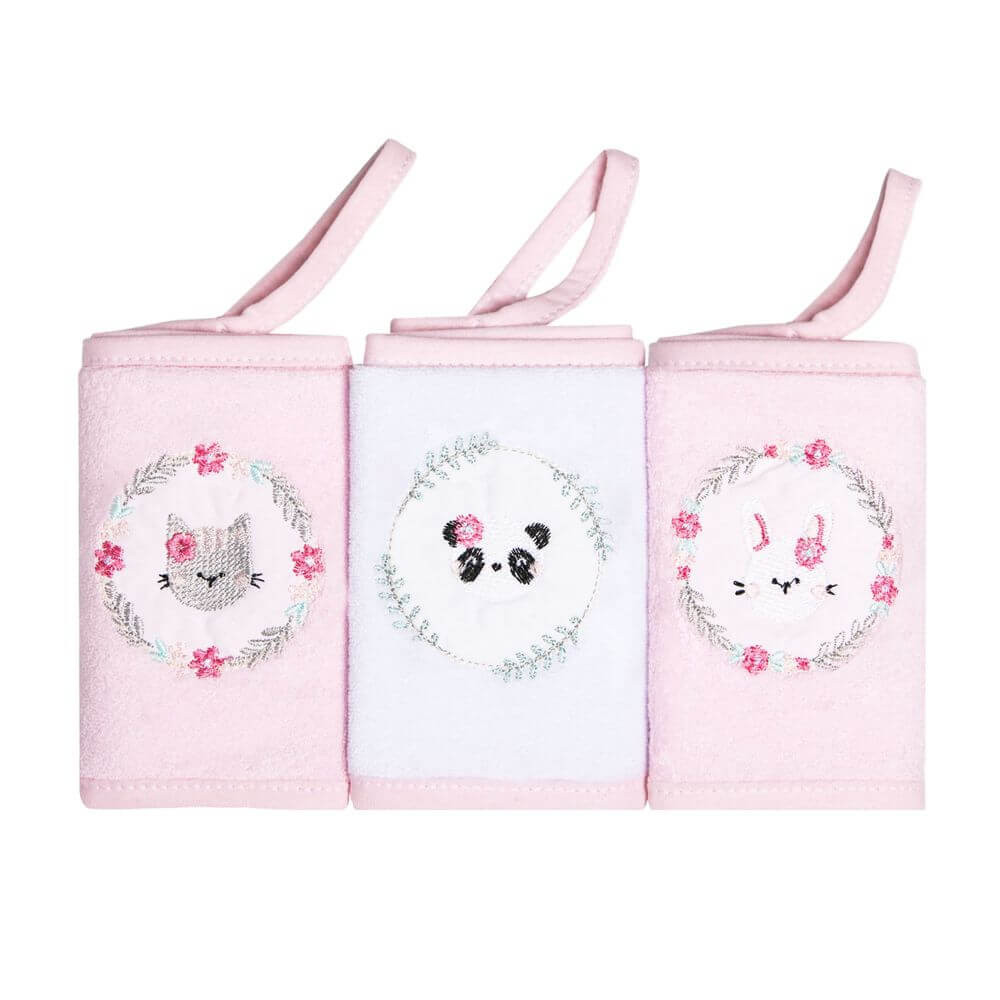 Kit Pano De Boca Papi Bordados Com Prendedor Amigas - 03 Peças