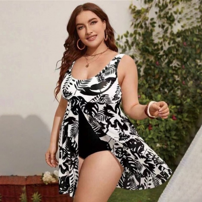 2025 Plus Size europeu americano novo estilo de uma peça biquíni/capa barriga conservador biquini plus size feminino