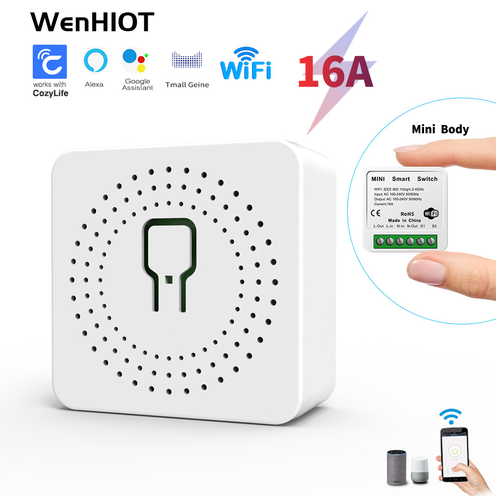 16A mini Interruptor WIFI Inteligente Suporte Alexa google home Controle De Voz