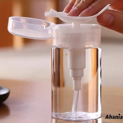Ahania Porta Acetona 100ml/150ml Frasco Transparente Push Down Pump Removedor De Maquiagem Recarregável Reutilizável