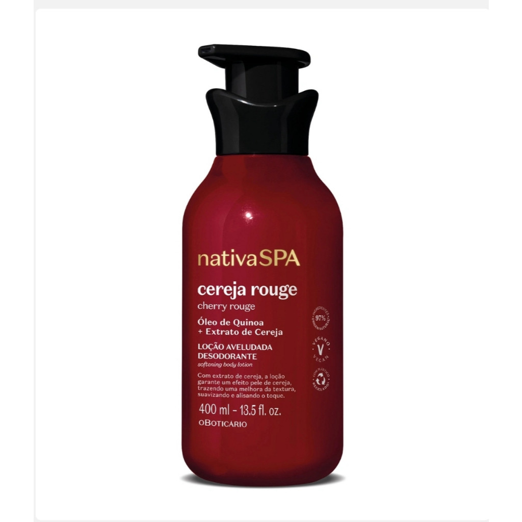 NATIVA SPA CEREJA ROUGE LOCÃO AVELUDADA 400 ML - OBOTICÁRIO