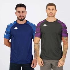 Kit 2 Camisas Kappa Raglany Preta e Marinho
