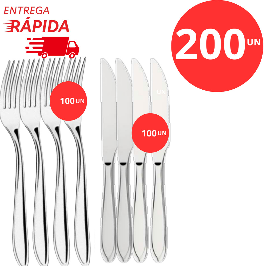 Conjunto 200 Peças de Talheres Premium Aço Inox Garfos Facas Mesa Casa Para Restaurantes Atacado.