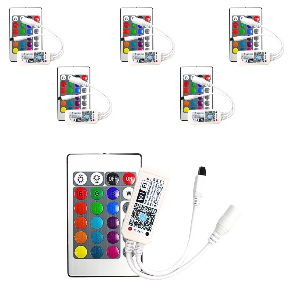 KIT 5 Controladora p/ Fita LED RGB 3528/5050 12V Conexão WIFI Aplicativo